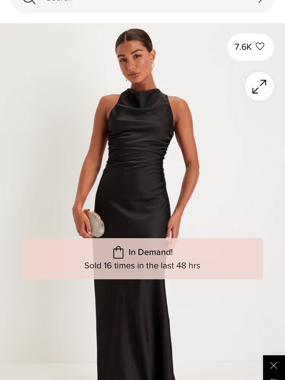 Lulu's Black Satin High-Neck Maxi Dress